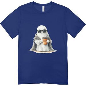 new custom coffee drinking ghost halloween t-shirt| hanes softstyle unisex Large